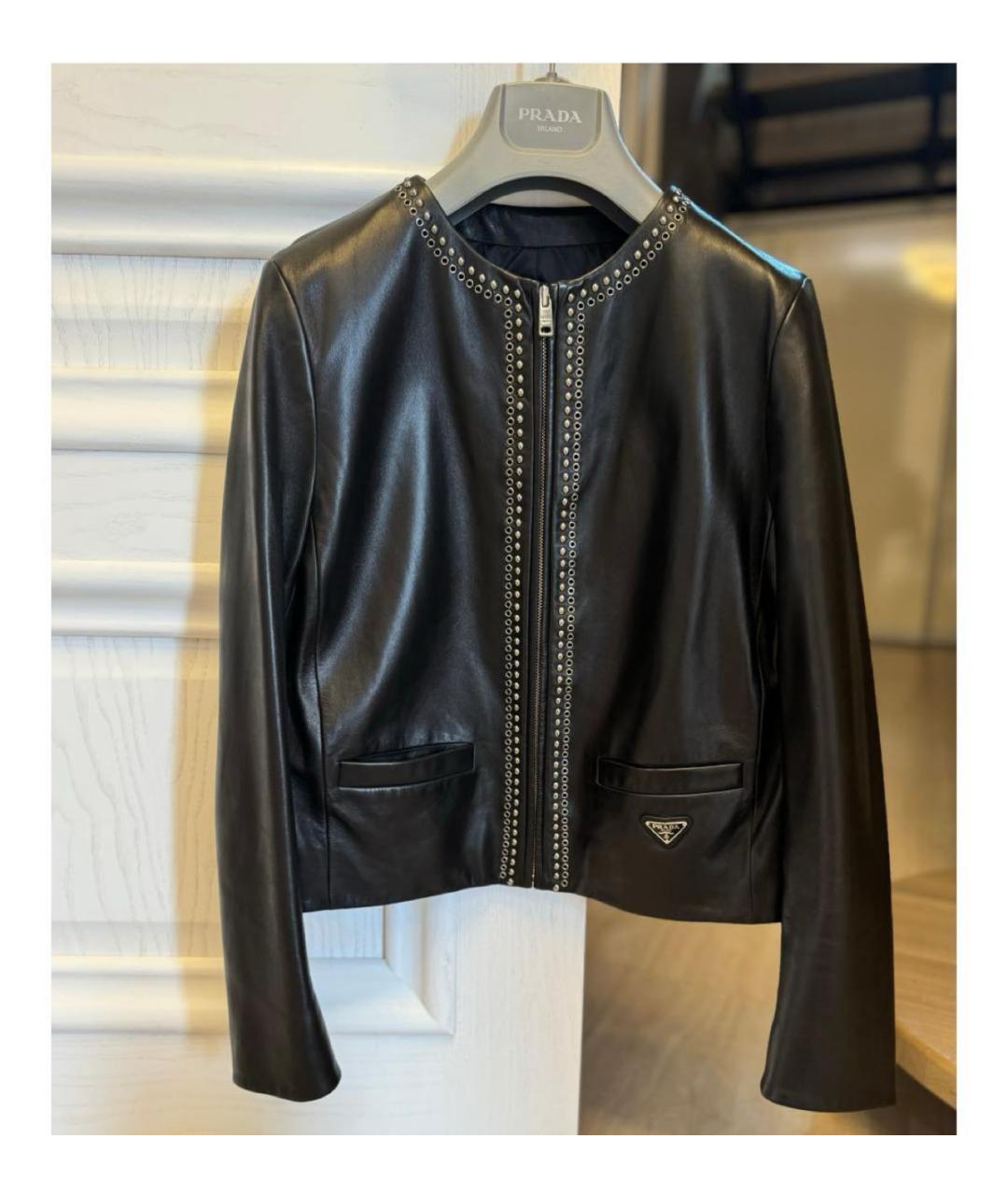 PRADA Черная кожаная куртка, фото 3