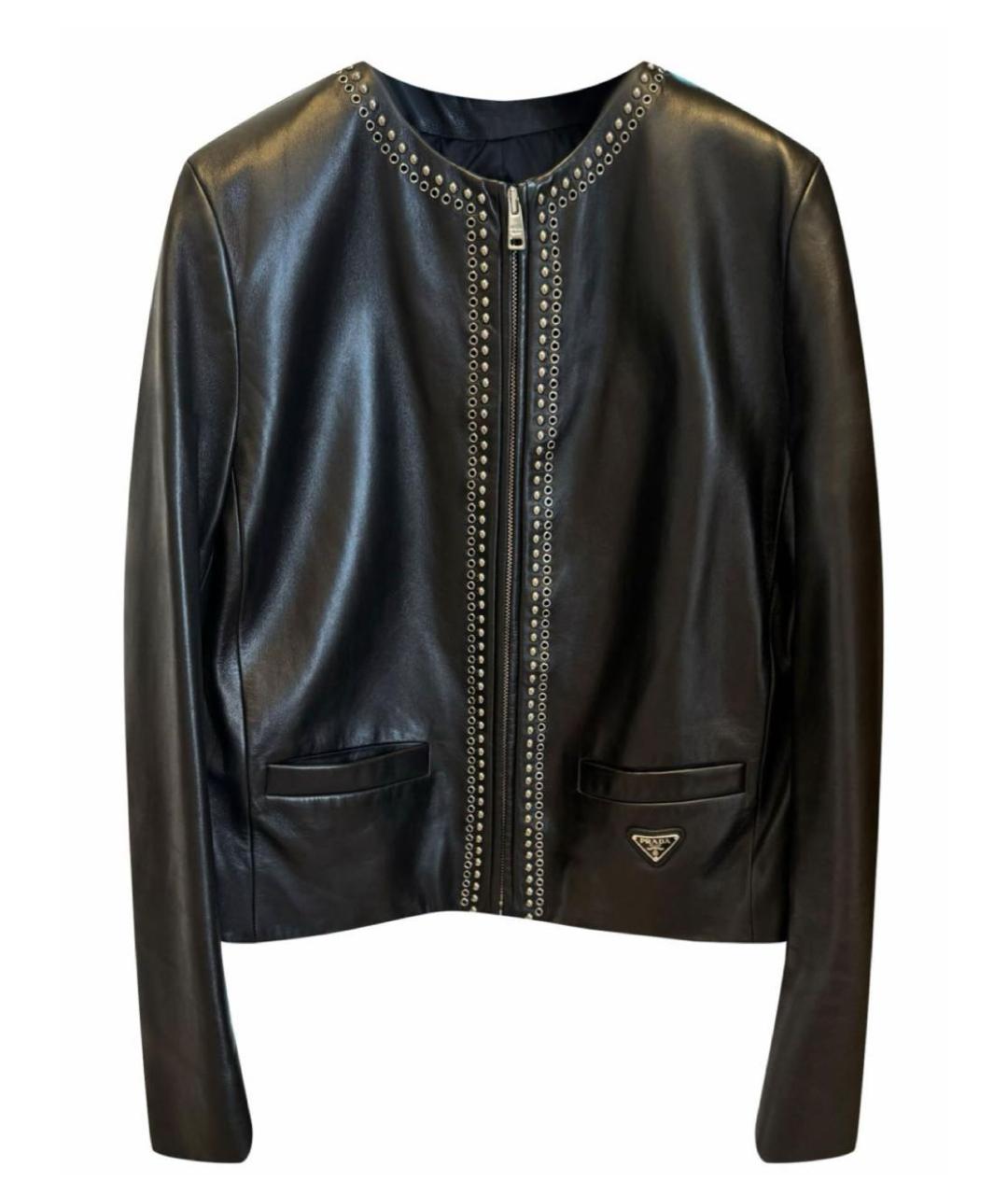 PRADA Черная кожаная куртка, фото 1