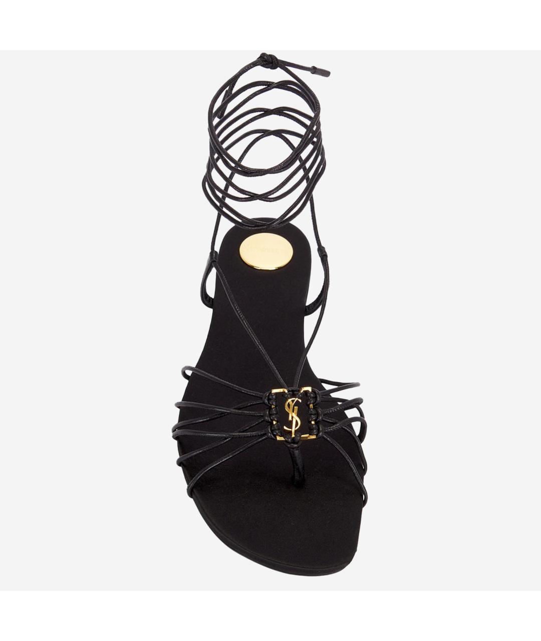 SAINT LAURENT Черные кожаные сандалии, фото 4