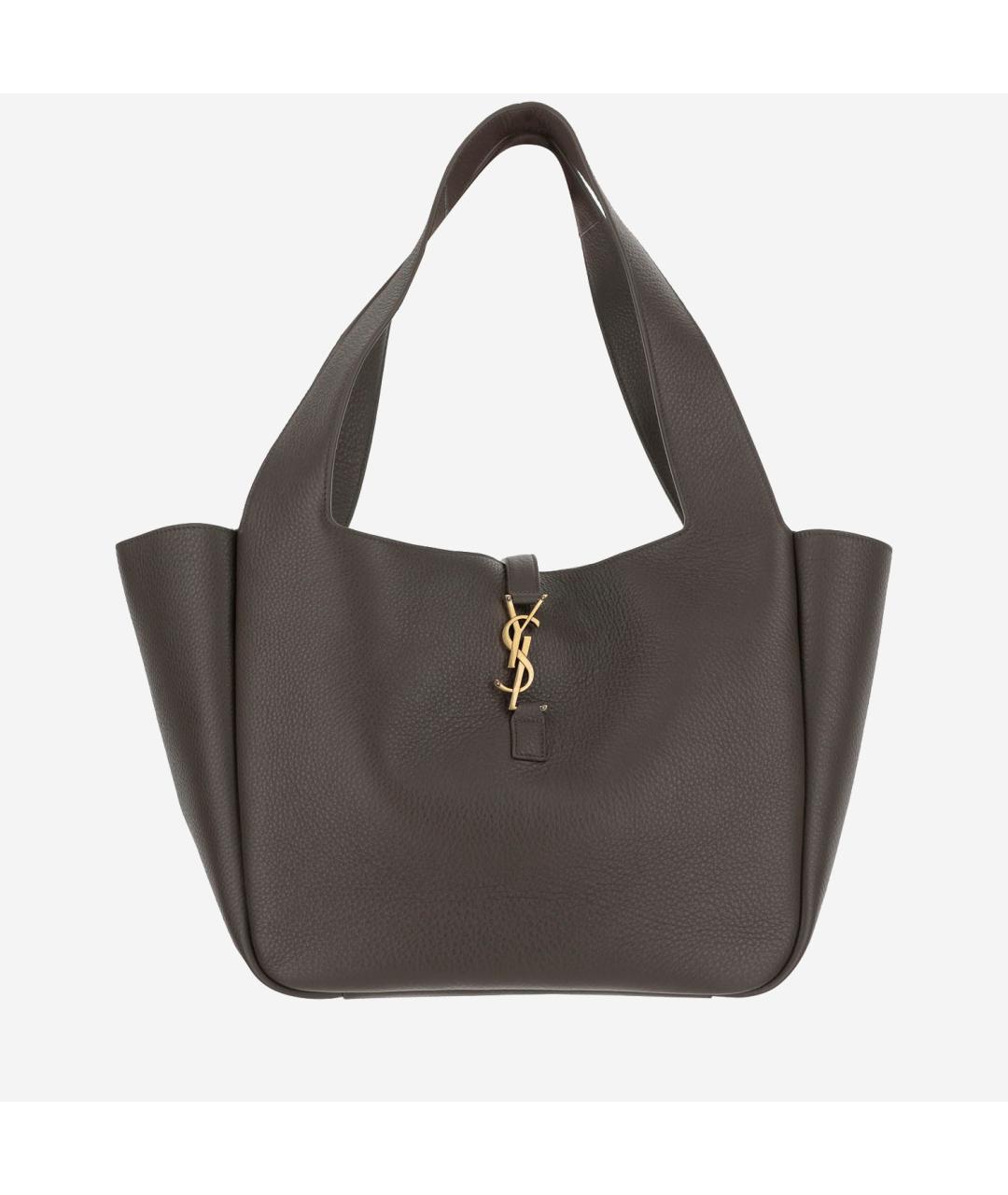 SAINT LAURENT Серая кожаная сумка тоут, фото 5