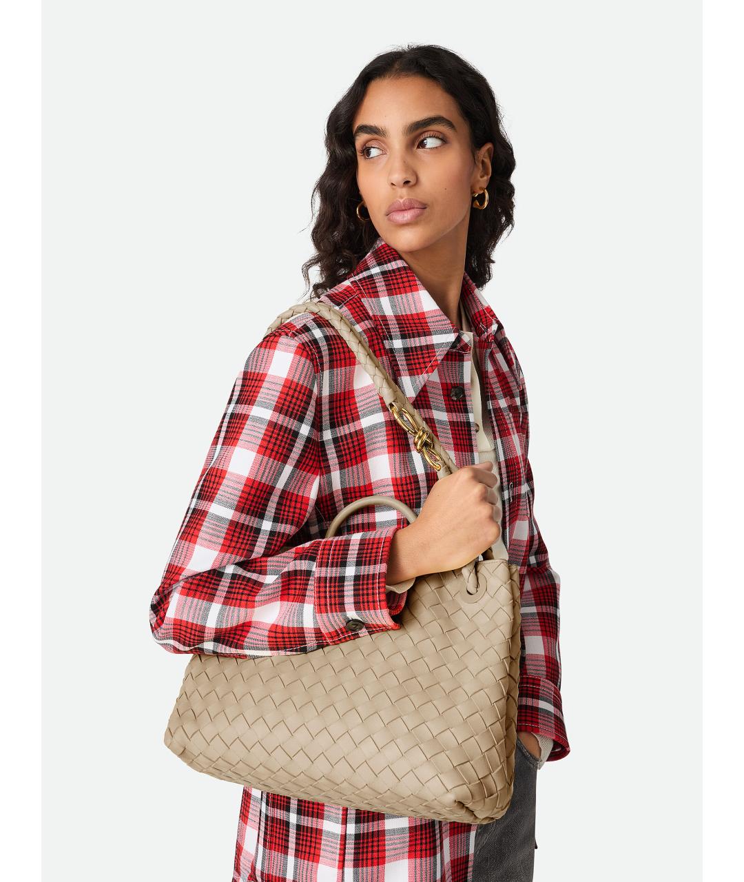 BOTTEGA VENETA Бежевая кожаная сумка тоут, фото 3