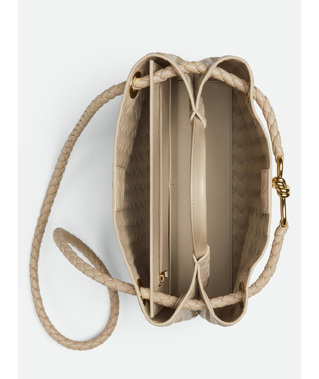 BOTTEGA VENETA Бежевая кожаная сумка тоут, фото 4