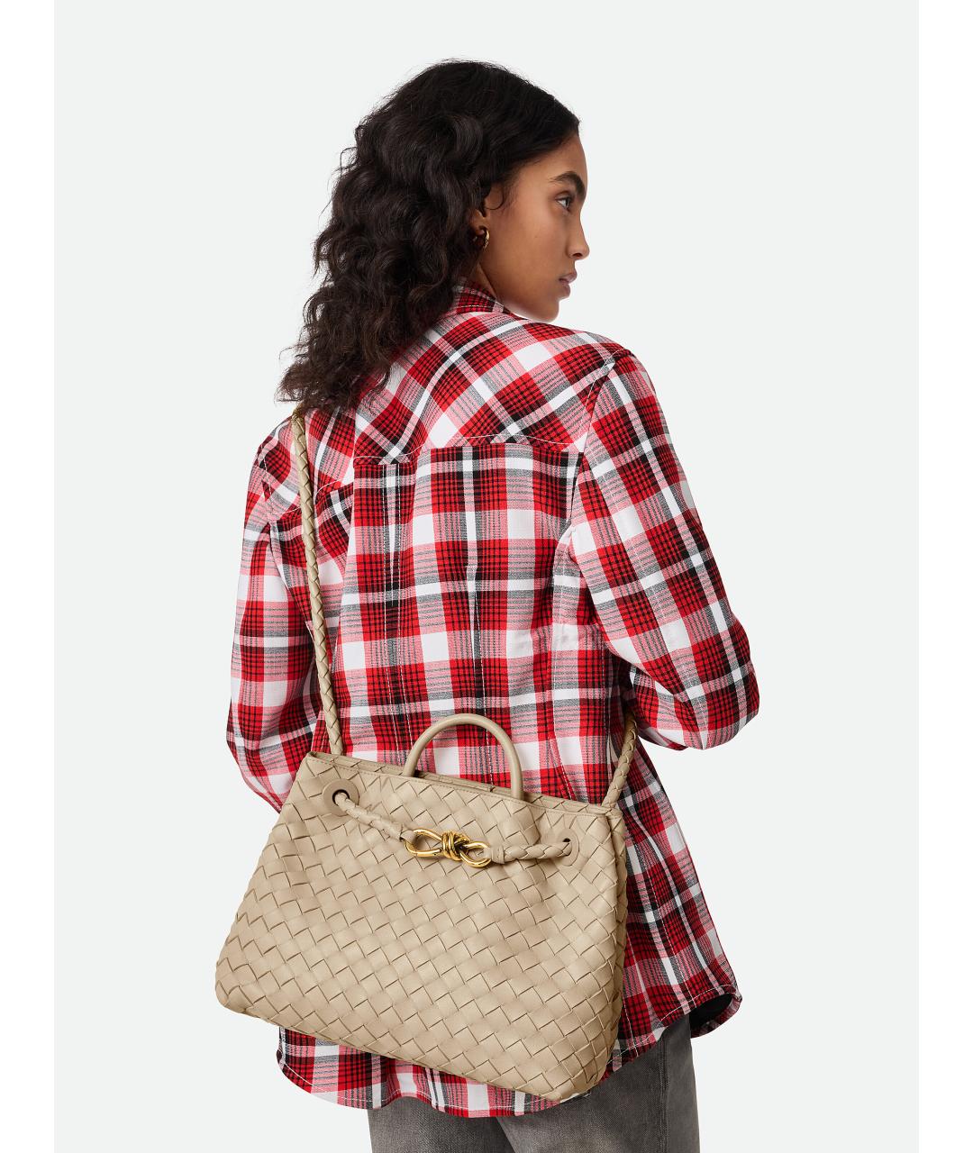 BOTTEGA VENETA Бежевая кожаная сумка тоут, фото 2