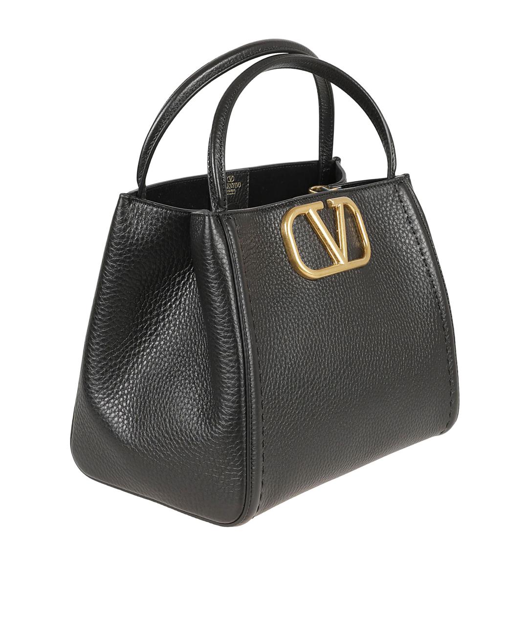 VALENTINO Черная кожаная сумка тоут, фото 3