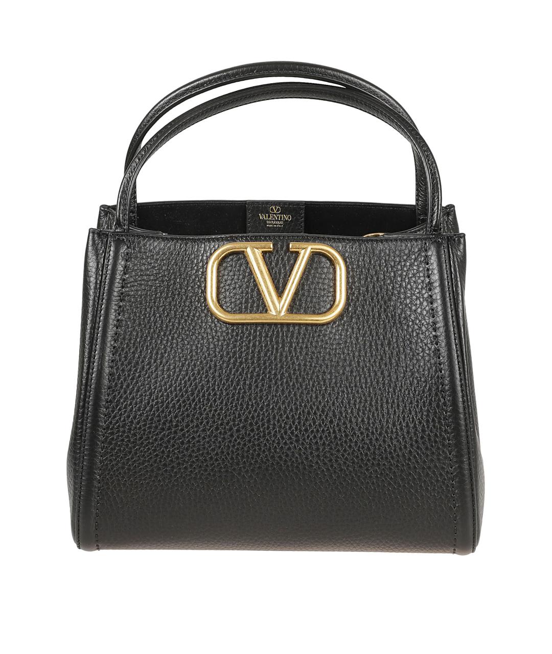 VALENTINO Черная кожаная сумка тоут, фото 1
