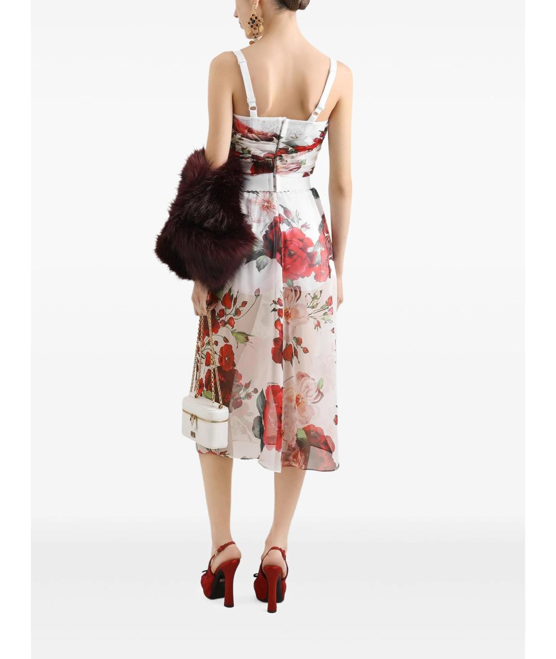 DOLCE&GABBANA Белая шелковая юбка миди, фото 3