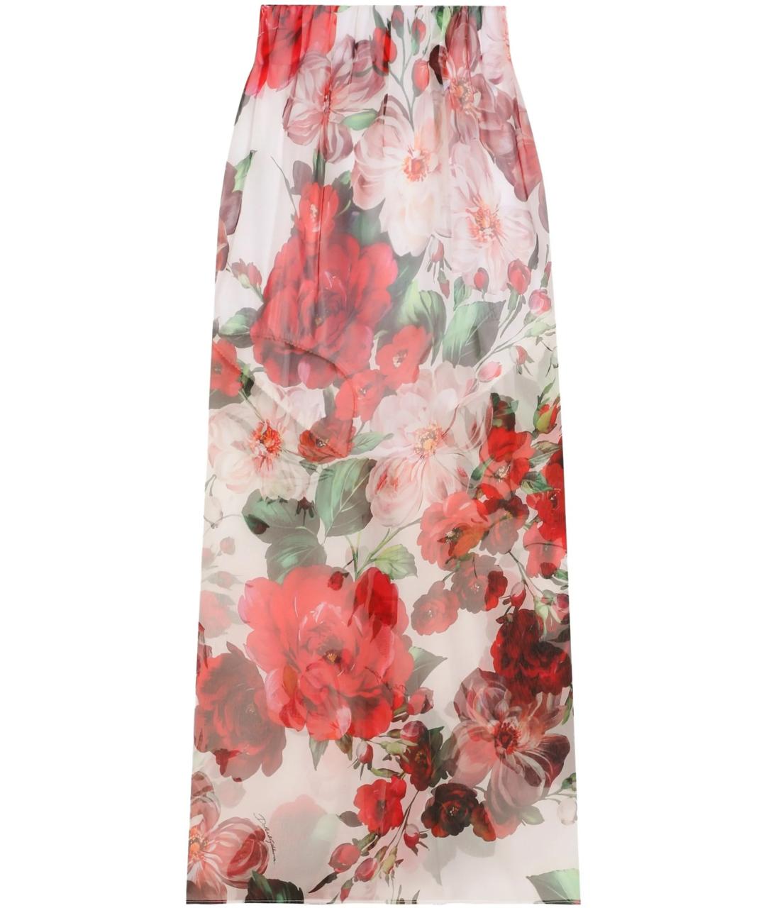 DOLCE&GABBANA Белая шелковая юбка миди, фото 1