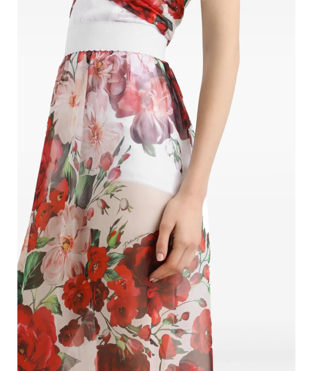 DOLCE&GABBANA Белая шелковая юбка миди, фото 5