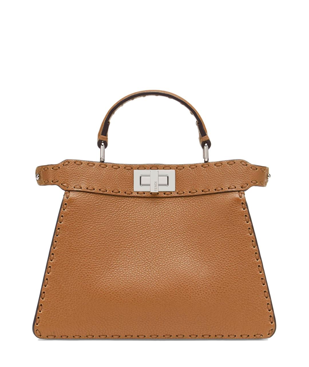 FENDI Коричневая кожаная сумка тоут, фото 1