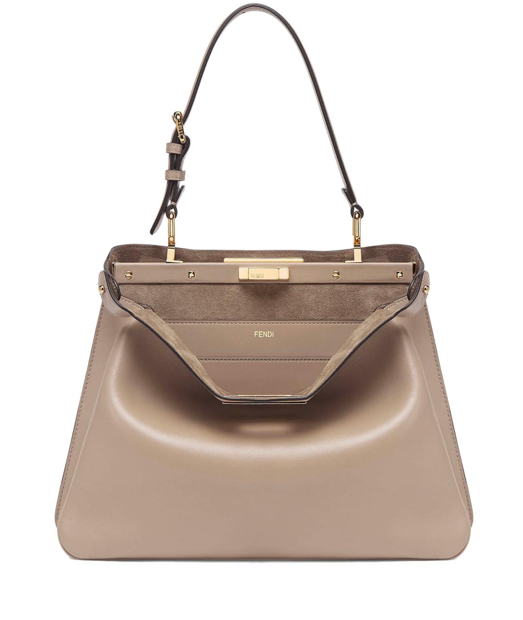 FENDI Серая кожаная сумка тоут, фото 1