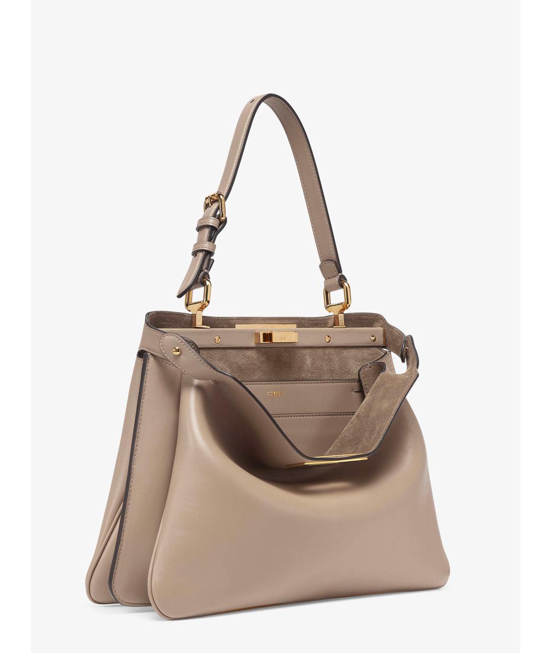 FENDI Серая кожаная сумка тоут, фото 4