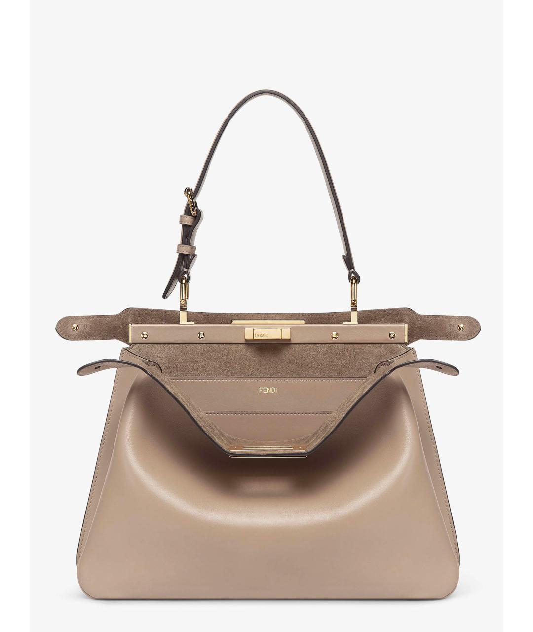 FENDI Серая кожаная сумка тоут, фото 3
