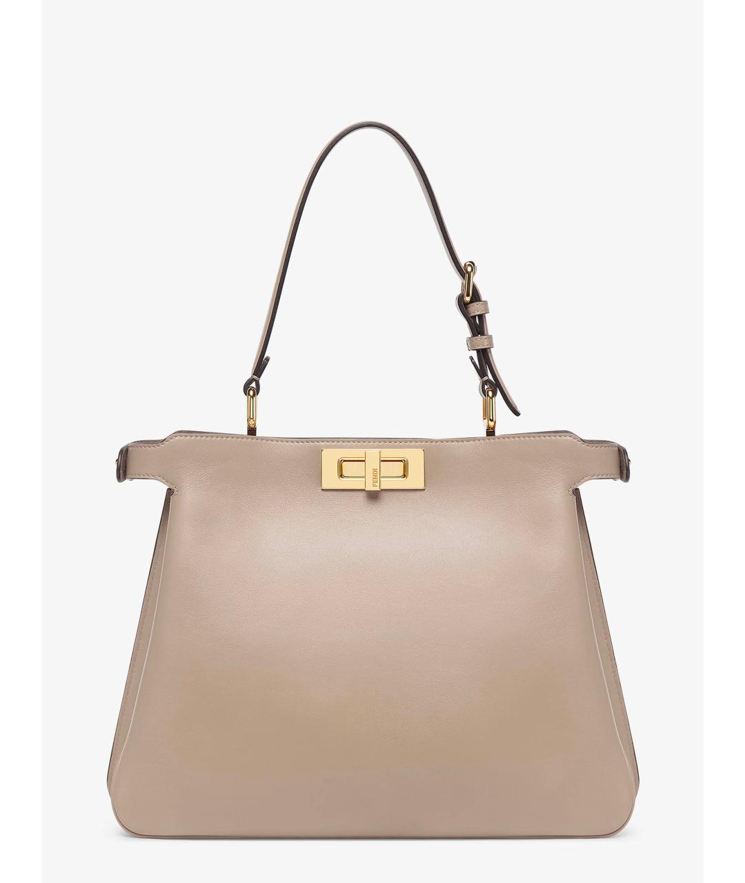 FENDI Серая кожаная сумка тоут, фото 5