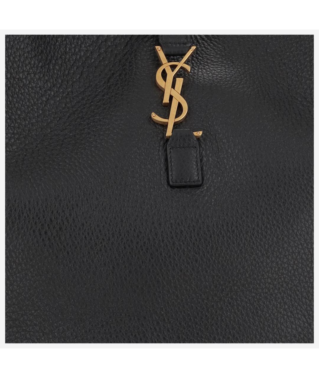SAINT LAURENT Черная кожаная сумка тоут, фото 4