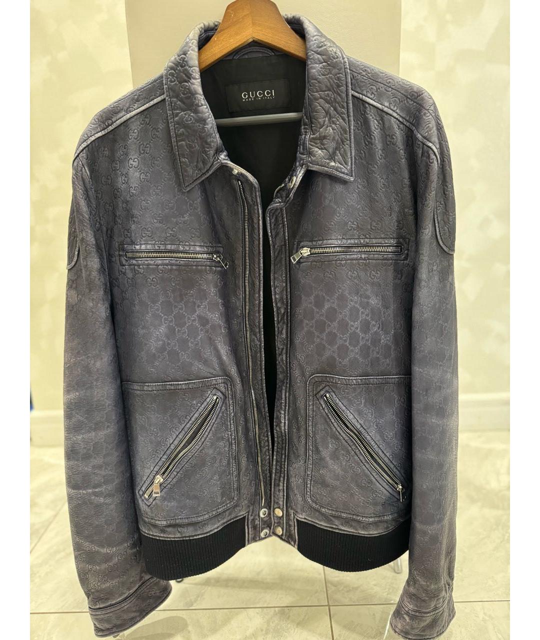 GUCCI Синяя кожаная куртка, фото 6