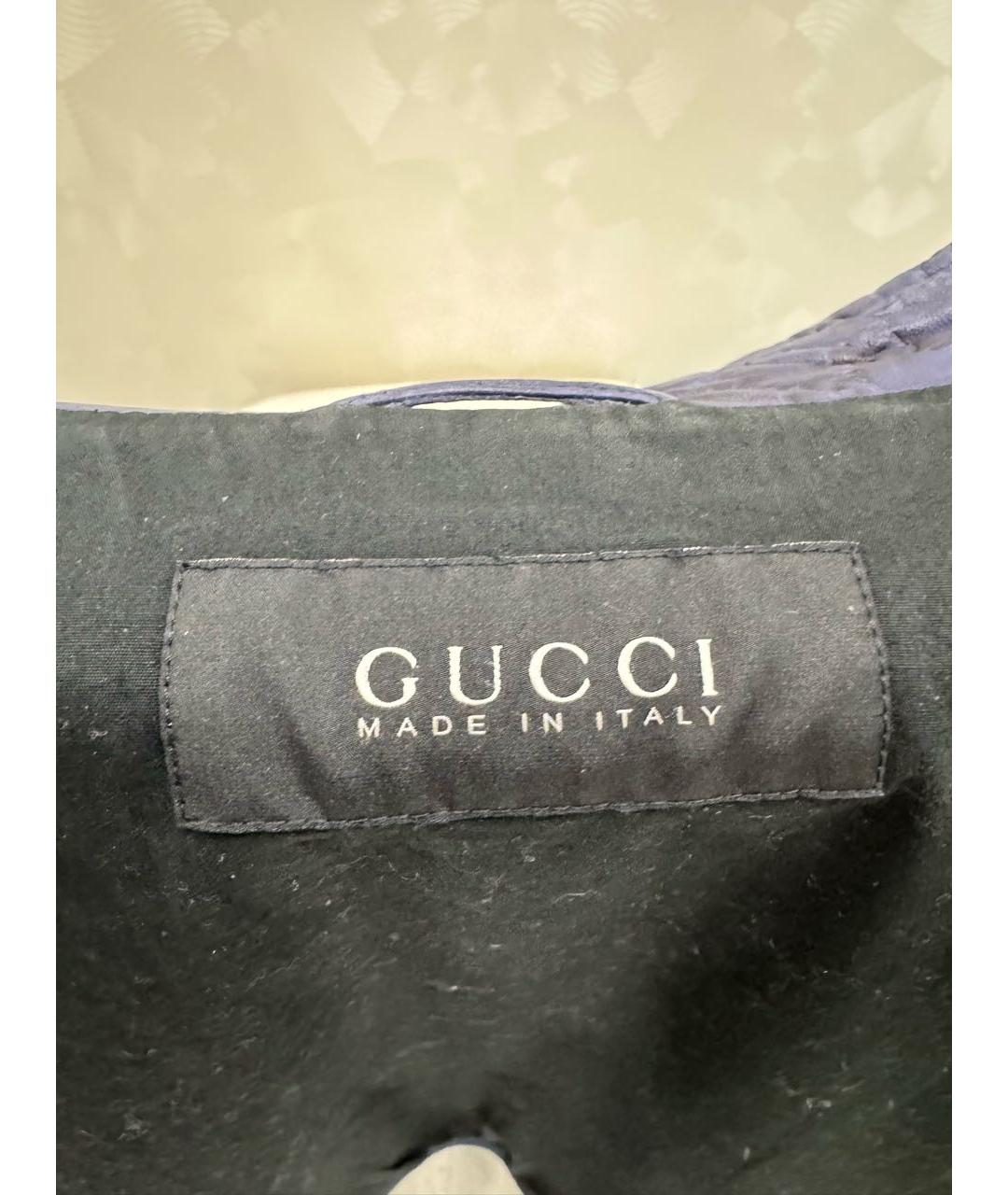 GUCCI Синяя кожаная куртка, фото 3