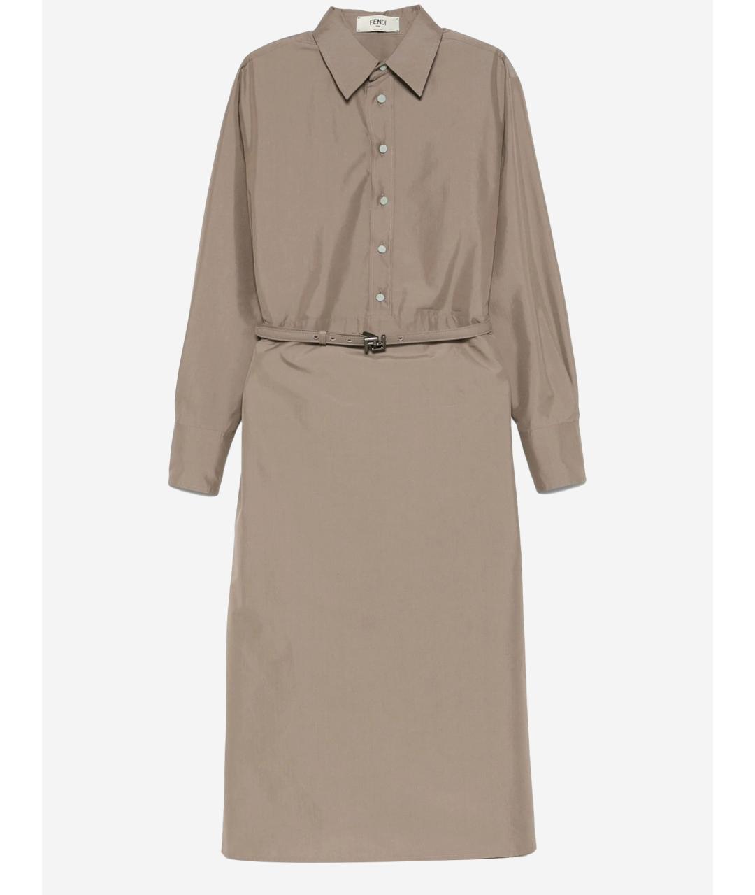 FENDI Бежевое хлопковое платье, фото 4