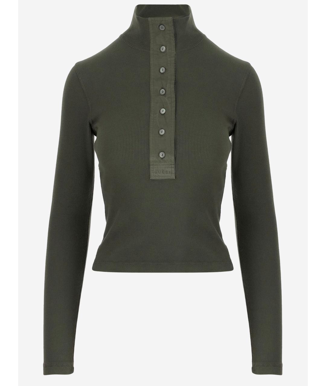 GUCCI Хаки хлопковая водолазка, фото 4