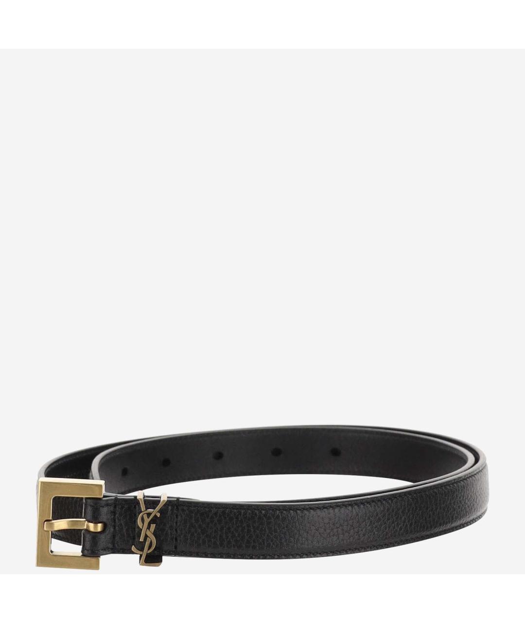 SAINT LAURENT Черный кожаный ремень, фото 4