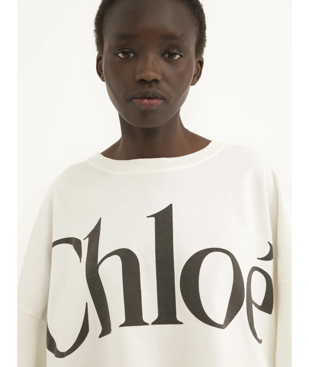 CHLOE Белая хлопковая футболка, фото 5