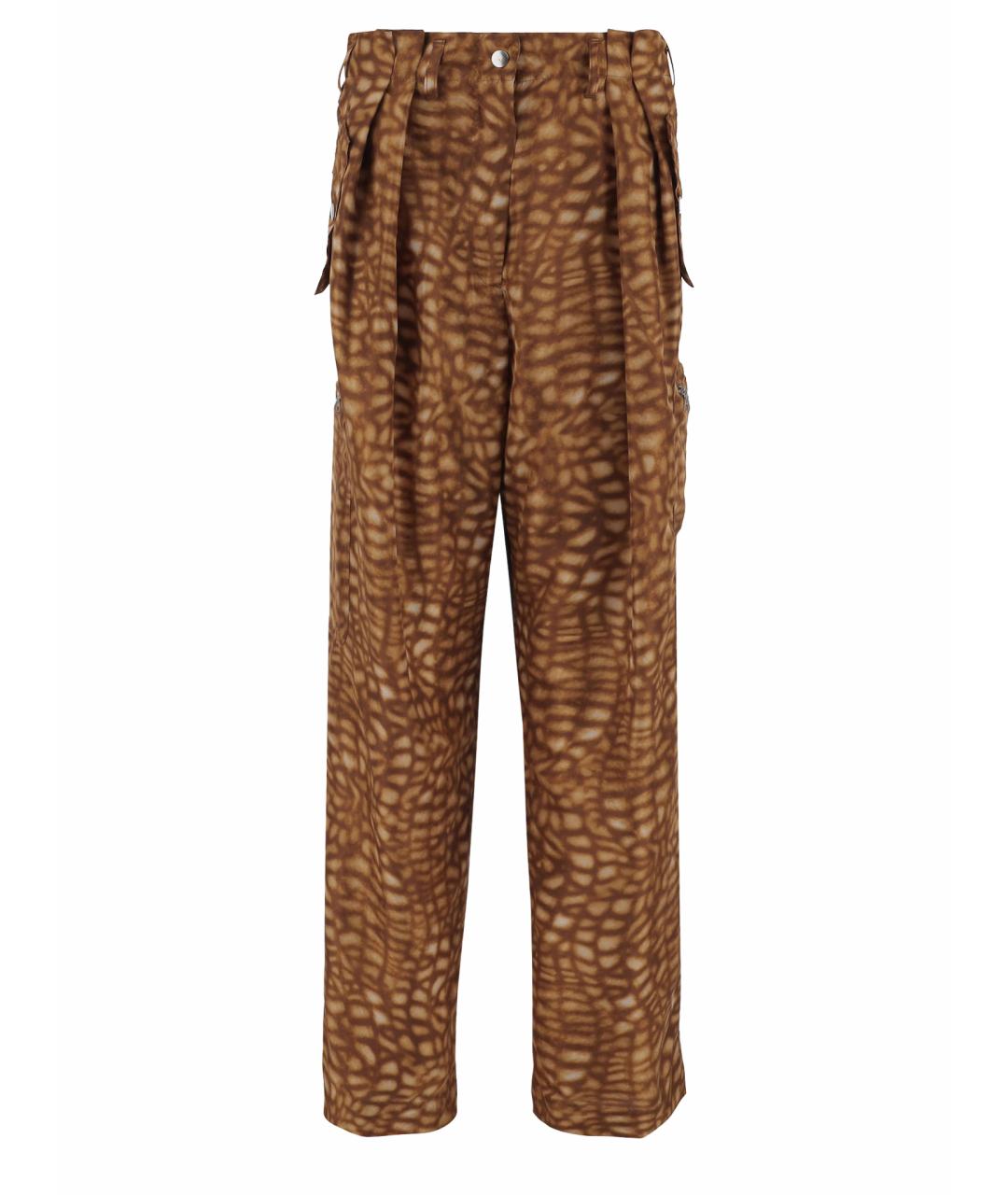 DRIES VAN NOTEN Коричневые шелковые прямые брюки, фото 1