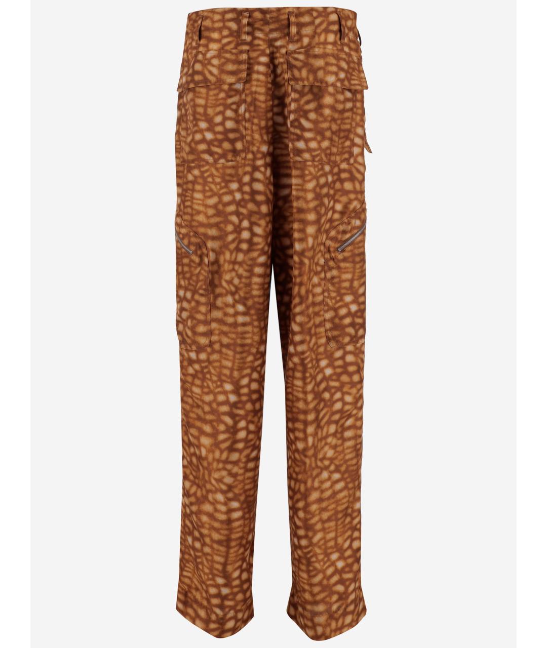 DRIES VAN NOTEN Коричневые шелковые прямые брюки, фото 2
