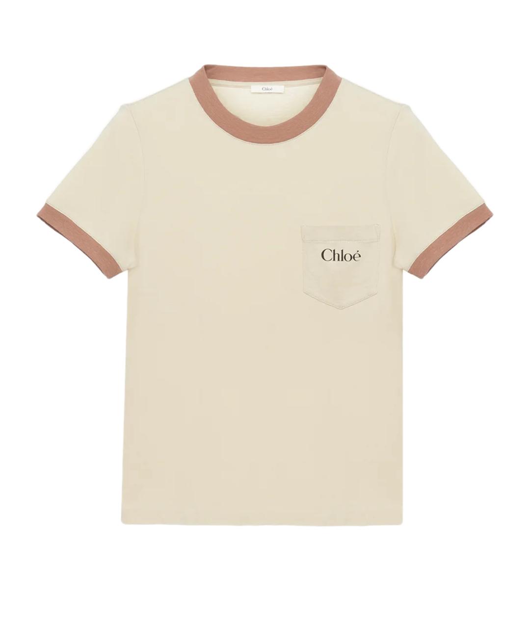 CHLOE Бежевая хлопковая футболка, фото 1