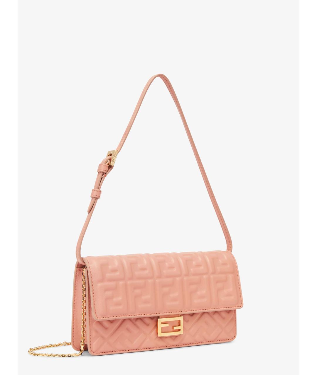 FENDI Розовая кожаная сумка через плечо, фото 3