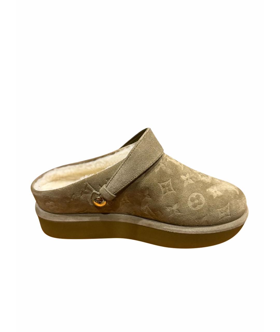 LOUIS VUITTON Хаки замшевые ботинки, фото 1