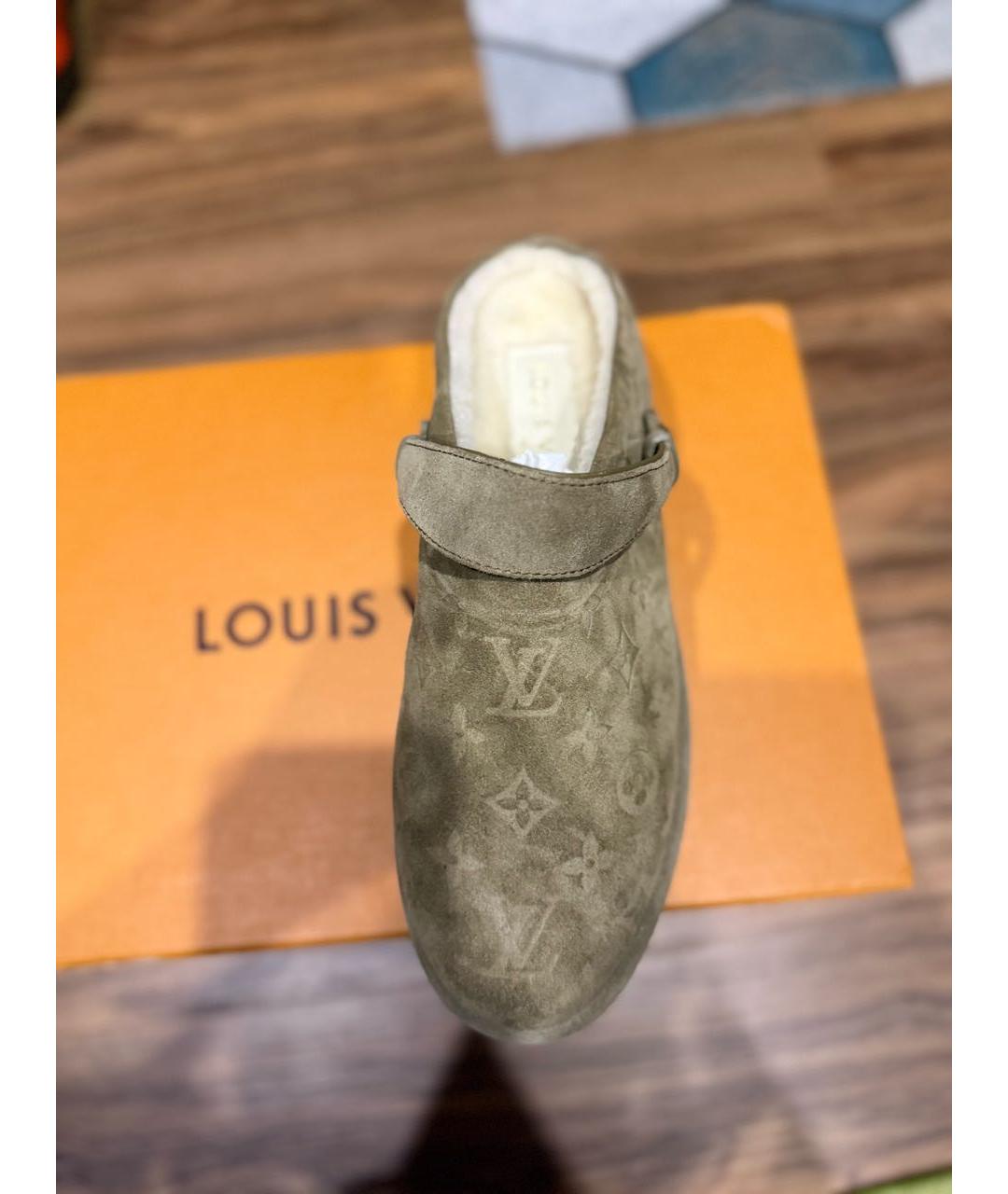 LOUIS VUITTON Хаки замшевые ботинки, фото 3