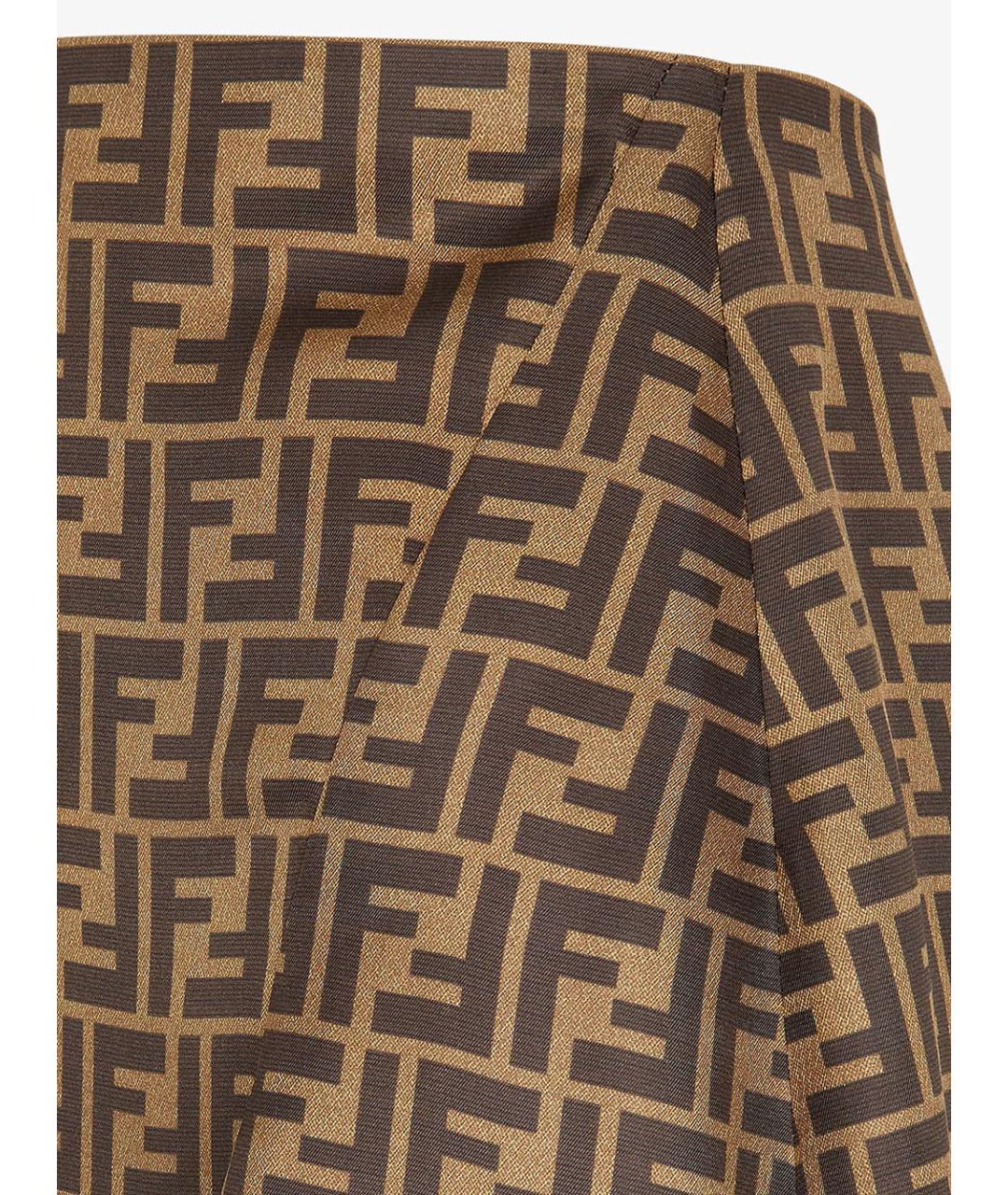 FENDI Коричневая полиэстеровая юбка миди, фото 3
