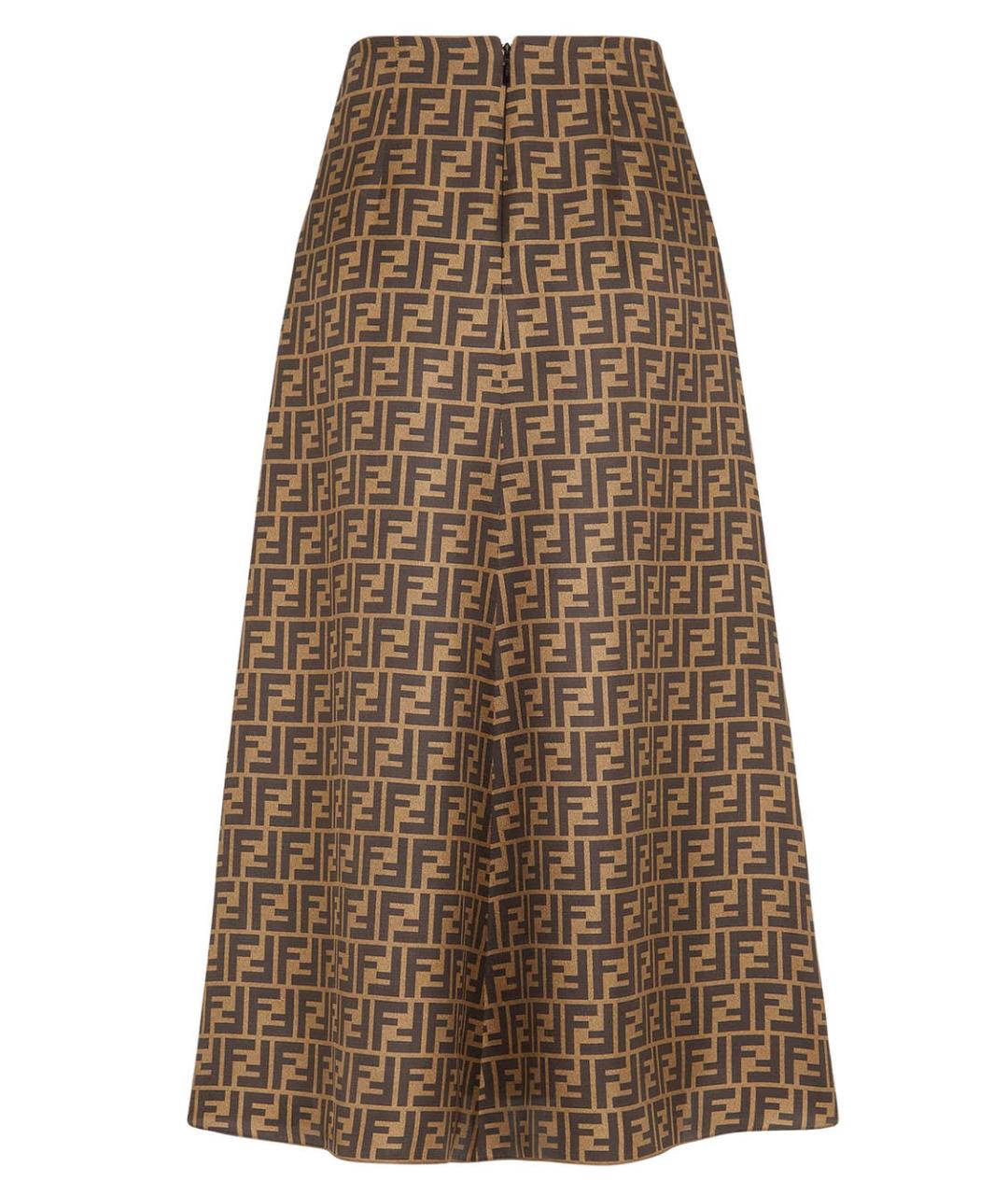 FENDI Коричневая полиэстеровая юбка миди, фото 2