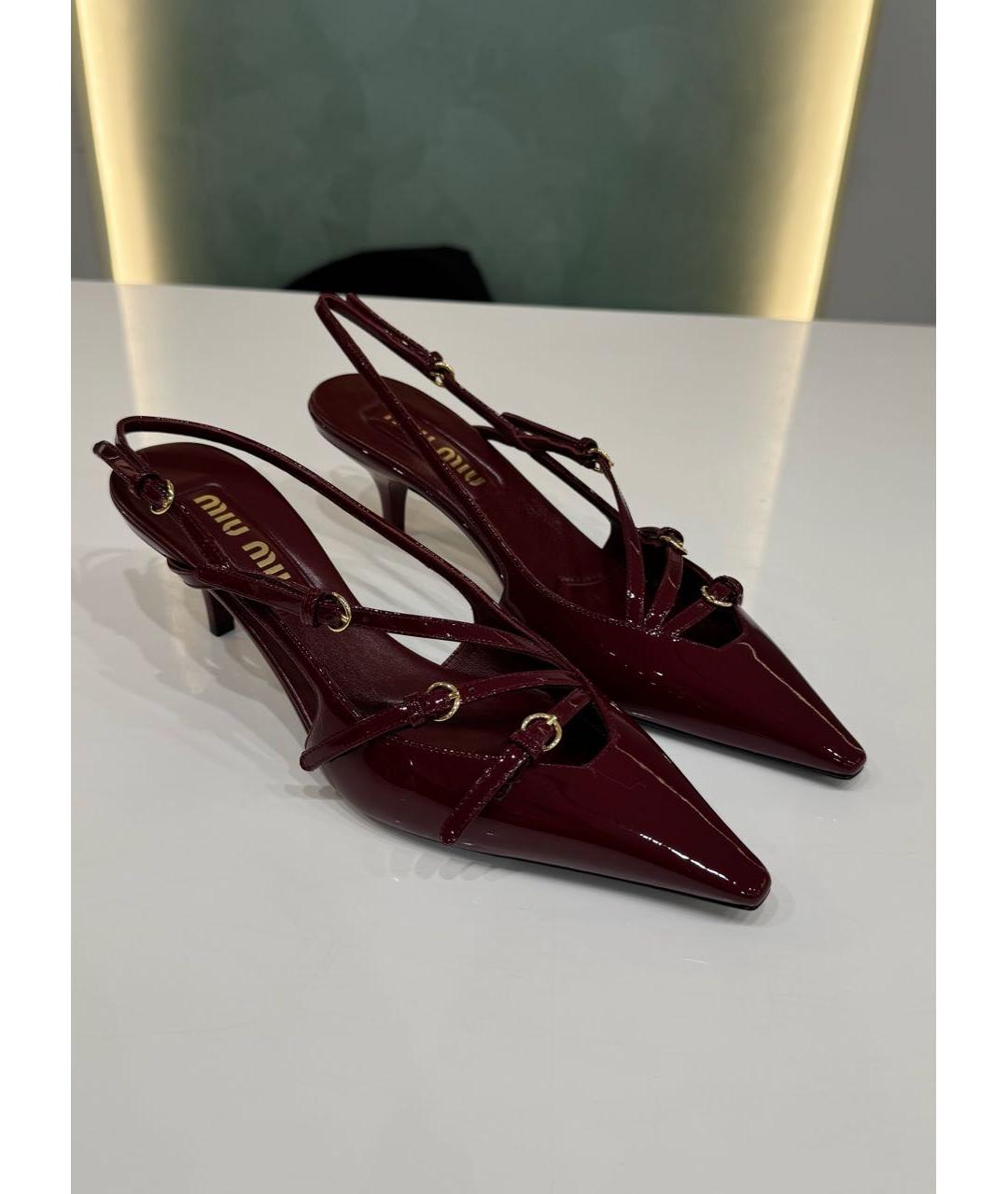 MIU MIU Бордовые кожаные туфли, фото 2
