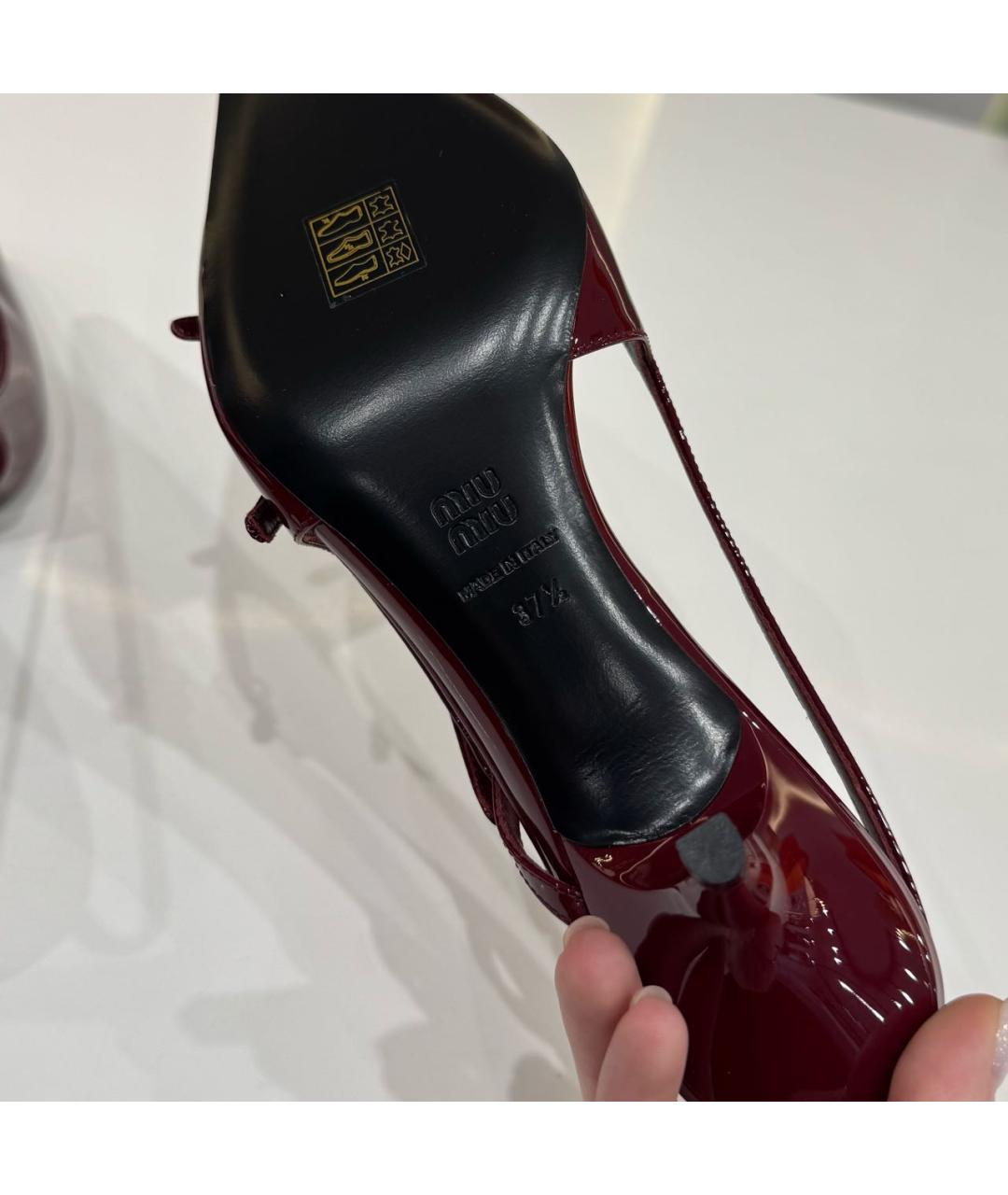 MIU MIU Бордовые кожаные туфли, фото 4