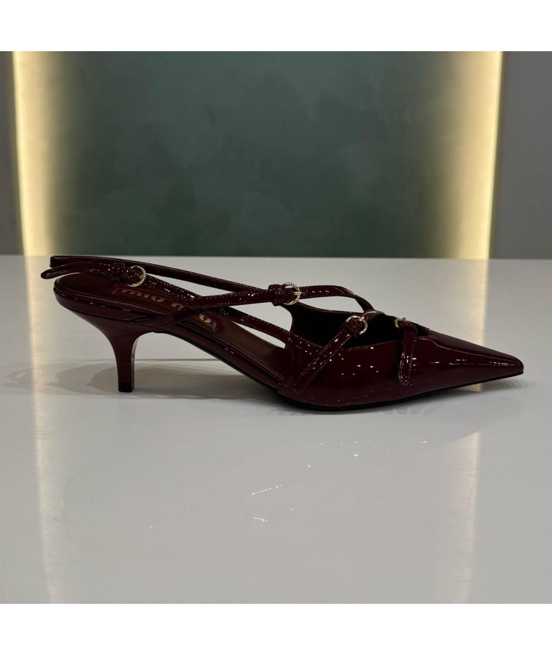 MIU MIU Бордовые кожаные туфли, фото 8