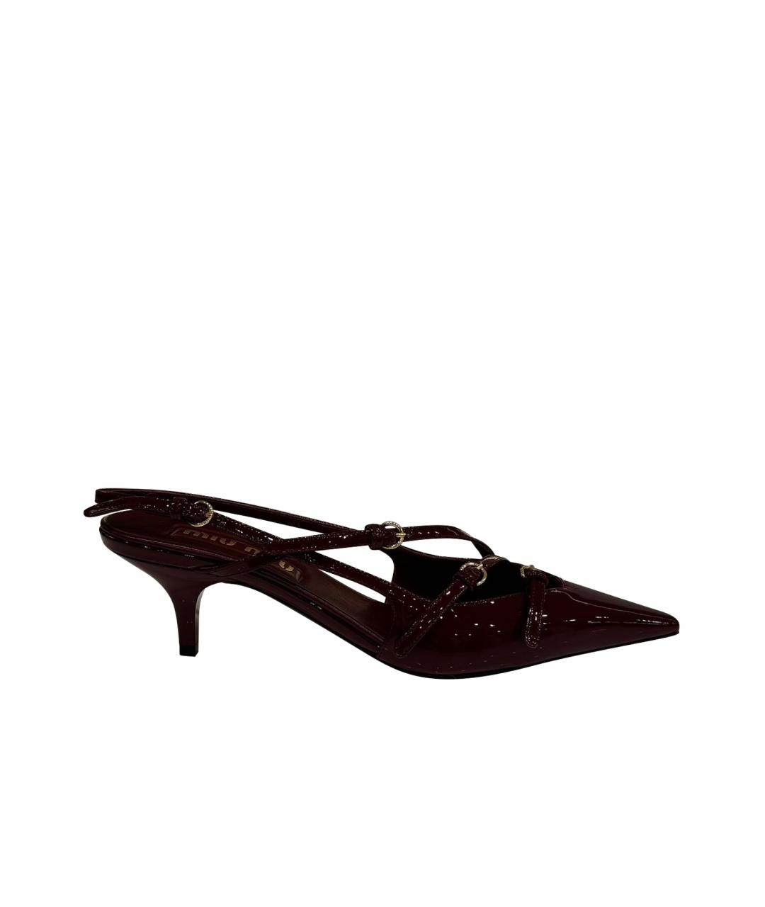 MIU MIU Бордовые кожаные туфли, фото 1