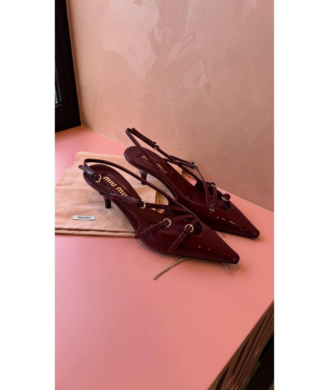 MIU MIU Бордовые кожаные туфли, фото 7