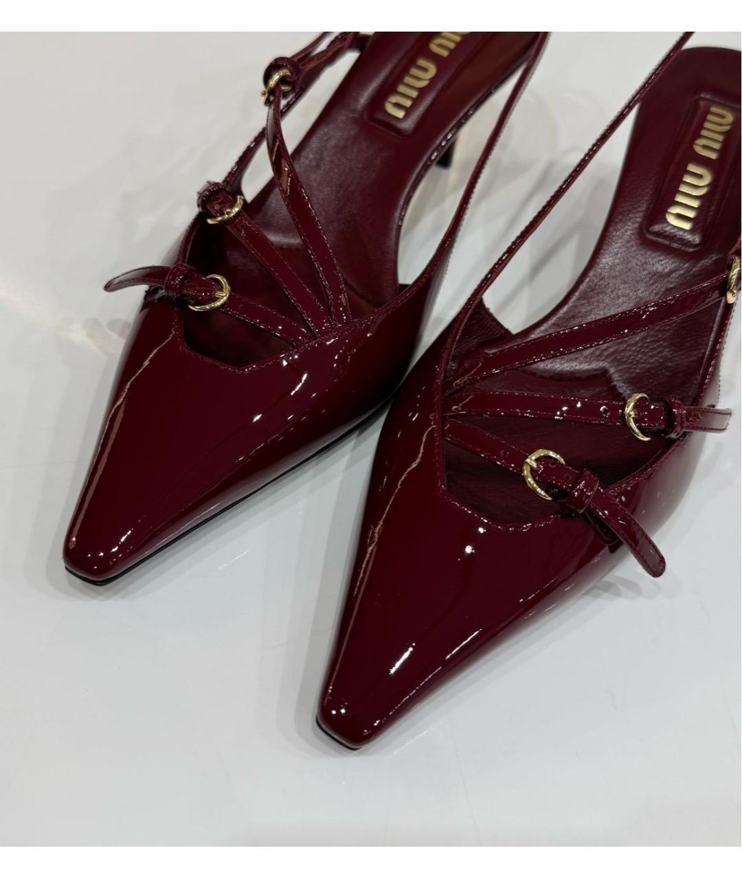 MIU MIU Бордовые кожаные туфли, фото 5