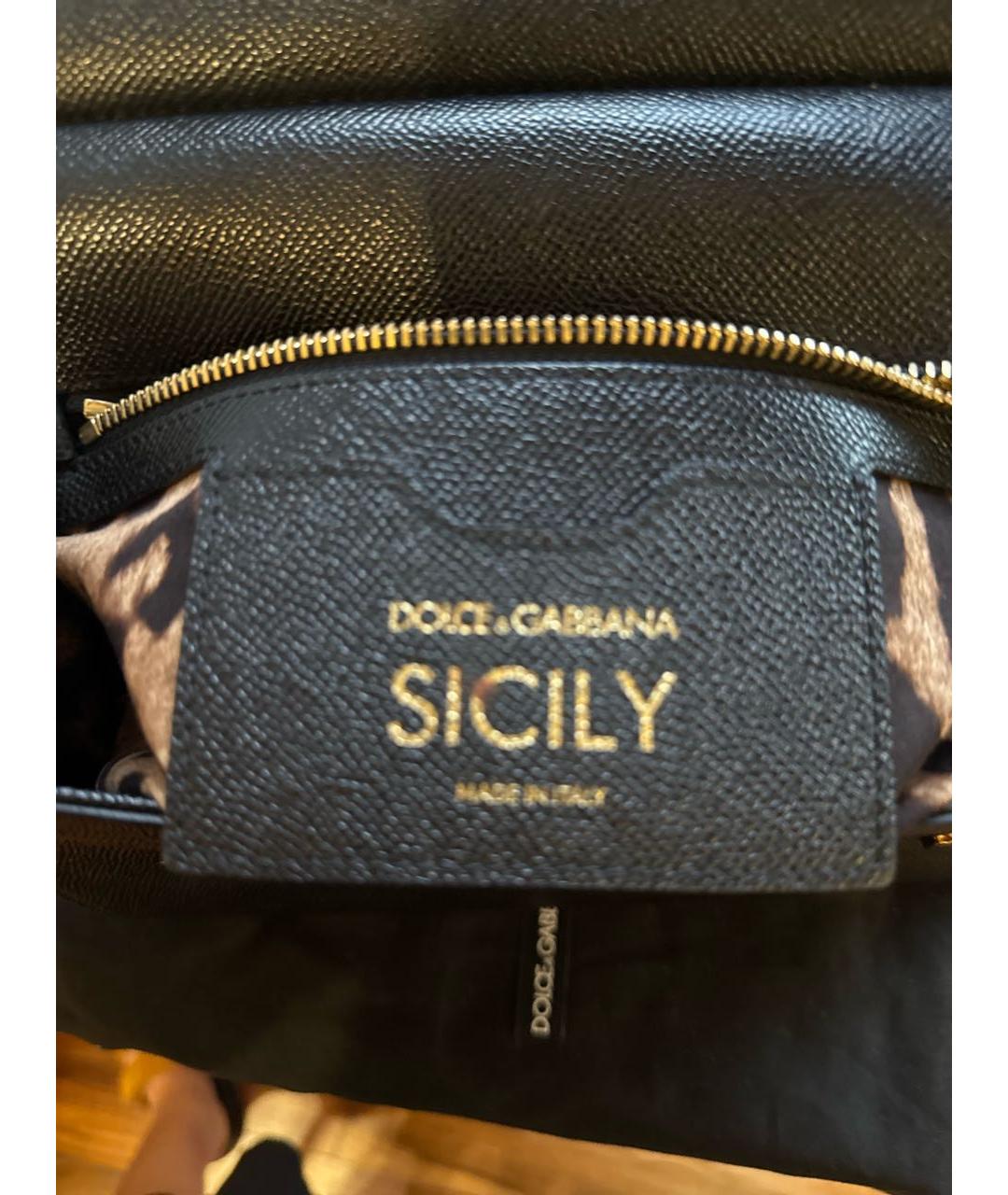 DOLCE&GABBANA Черная кожаная сумка с короткими ручками, фото 6