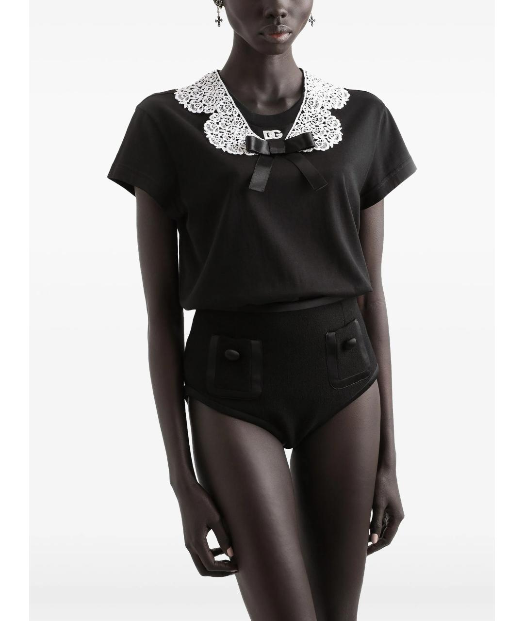 DOLCE&GABBANA Черная хлопковая футболка, фото 4