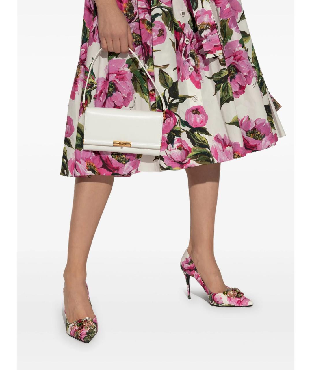 DOLCE&GABBANA Белая кожаная сумка через плечо, фото 2