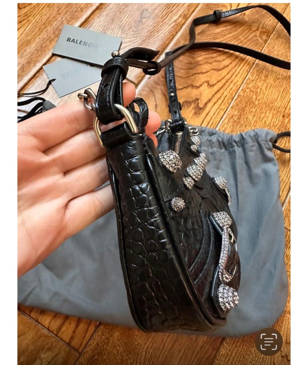 BALENCIAGA Черная кожаная сумка через плечо, фото 2