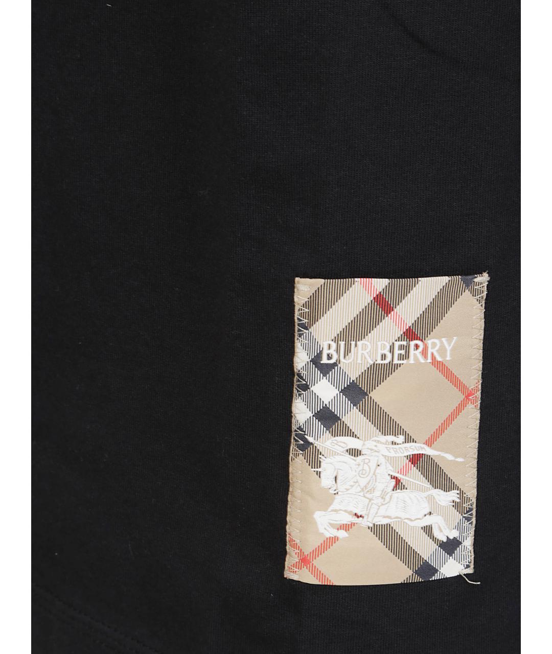 BURBERRY Черная хлопковая футболка, фото 3