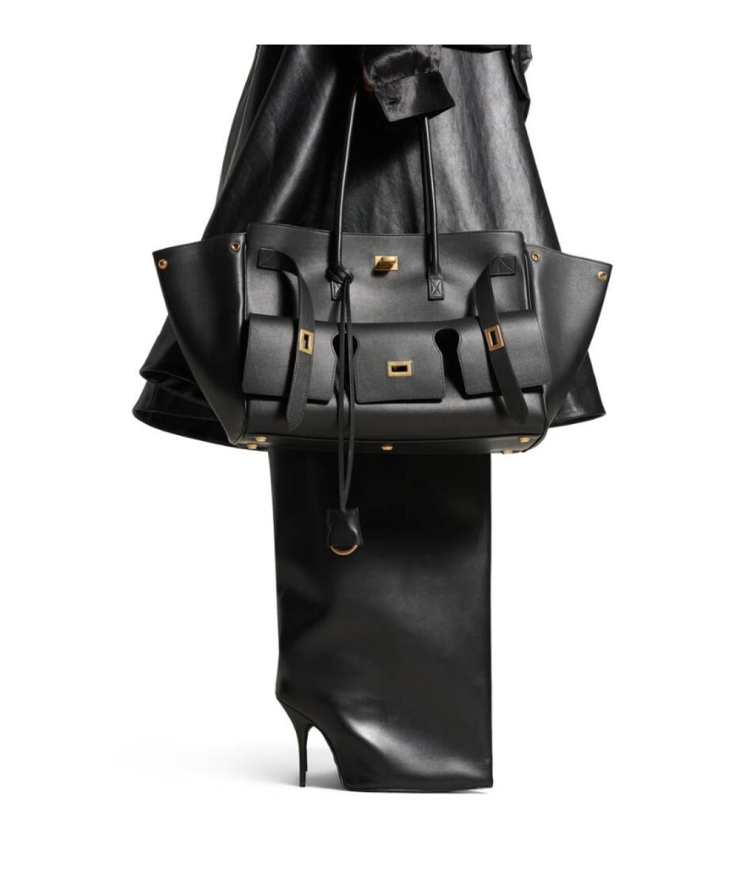 BALENCIAGA Черная кожаная сумка тоут, фото 2
