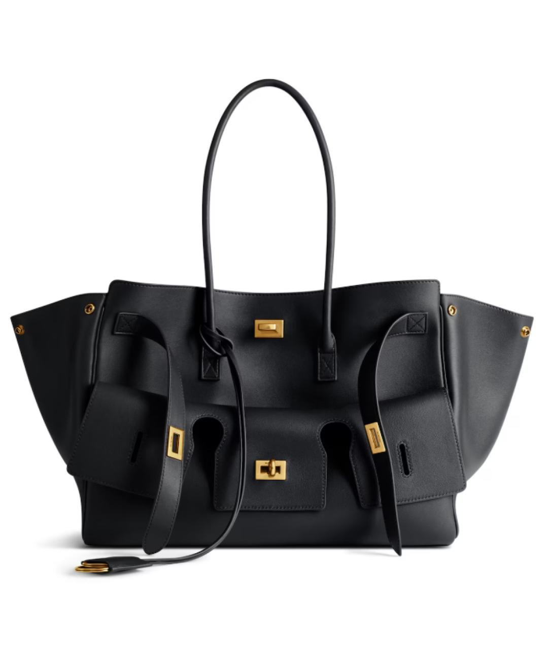 BALENCIAGA Черная кожаная сумка тоут, фото 1