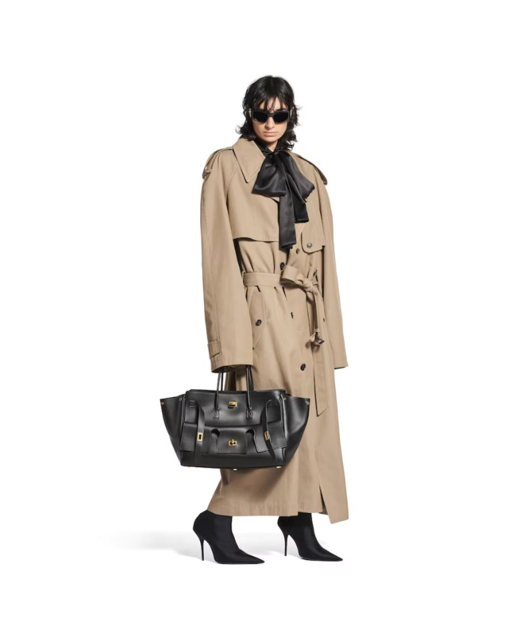 BALENCIAGA Черная кожаная сумка тоут, фото 4