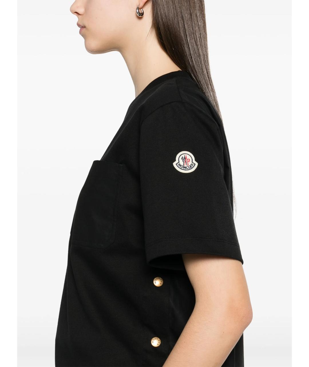 MONCLER Черная хлопковая футболка, фото 5