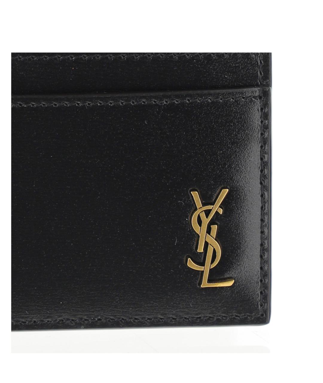 SAINT LAURENT Черный кожаный кардхолдер, фото 3