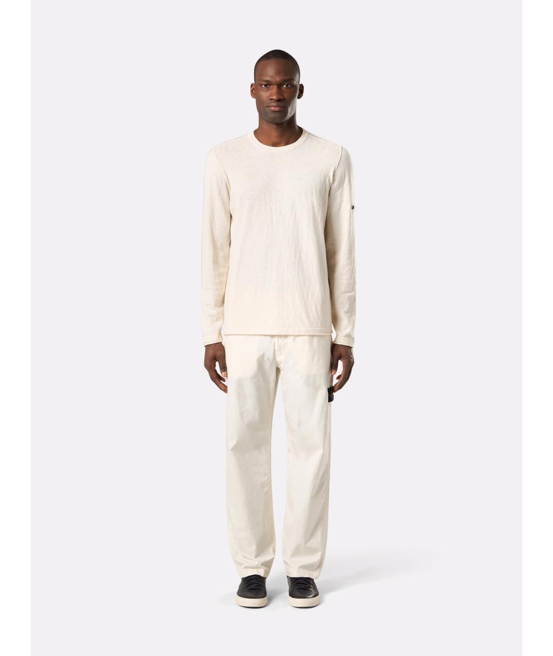 STONE ISLAND Белые хлопковые повседневные брюки, фото 2