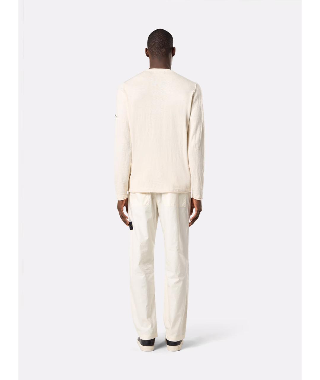 STONE ISLAND Белые хлопковые повседневные брюки, фото 6